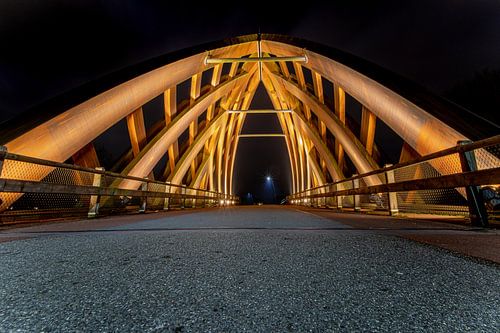 Houten verkeersbrug in  Sneek, Friesland
