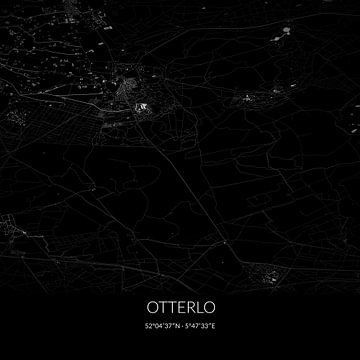 Zwart-witte landkaart van Otterlo, Gelderland. van Rezona