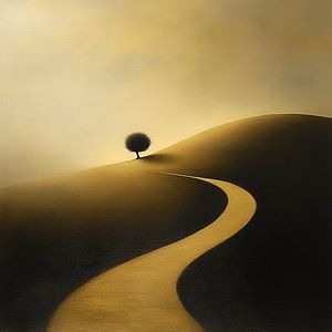 Der einsame Baum an der goldenen Straße