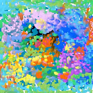 digitaler Blumenstrauß in Popart Farben von Claudia Gründler