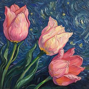 geschilderde rose tulpen