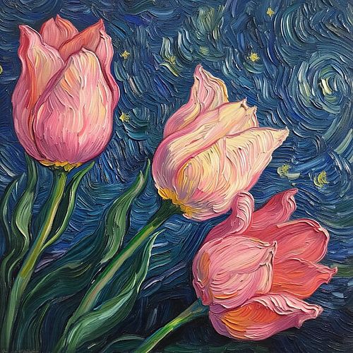 geschilderde rose tulpen