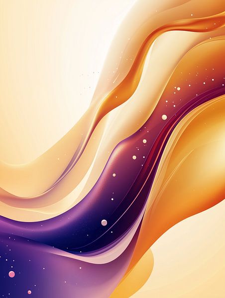 Vloeiende rondingen in goud en paars van artefacti