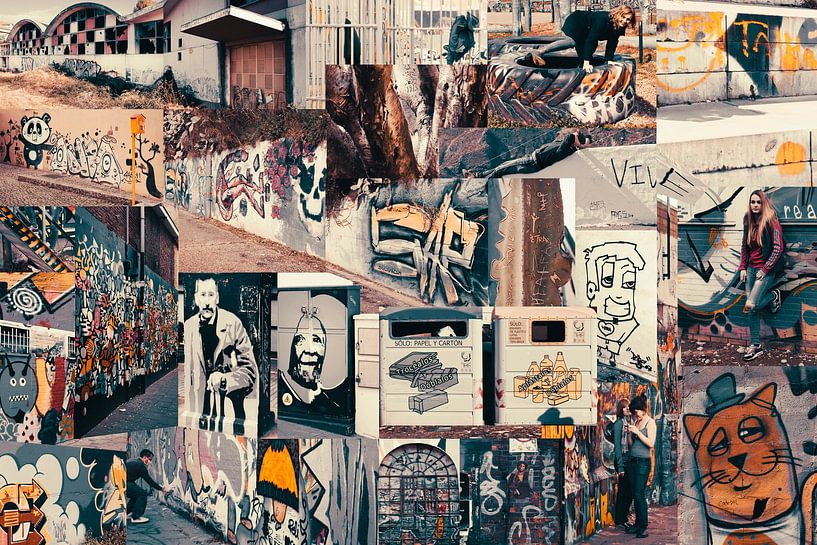 Collage van Graffiti kunst. van Marianne van der Zee