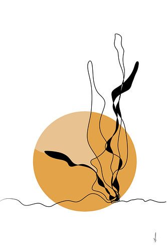 Digitale lijntekening  met kleur 'een nieuwe dag'