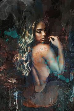 Schöne blonde Frau mit nacktem Rücken von Art By Dominic