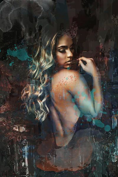 Beautiful Blonde Woman with Bare Back by Art By Dominic