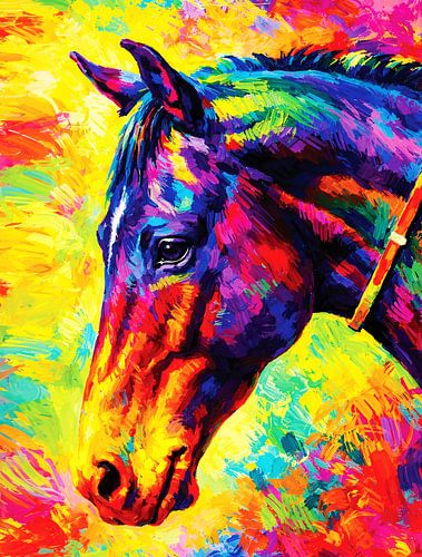 Regenboog Impasto Paardenportret Motiverend portret