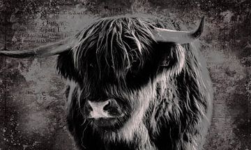 Fine Art Porträt schottischen Highlander in schwarz und weiß von KB Design & Photography (Karen Brouwer)