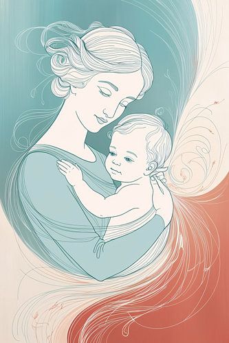 Tedere moeder en baby omhelzing