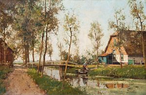 Cornelis Vreedenburgh, Wäscherin am Ufer eines Kanals