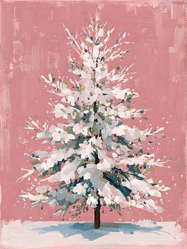 Sneeuwboom op Roze Achtergrond van Gypsy Galleria