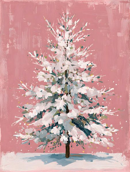 Snow tree on Pink Background by Gypsy Galleria