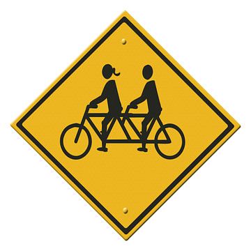 Road sign. Couple on a tandem. Woman/man. by Grüntyers .