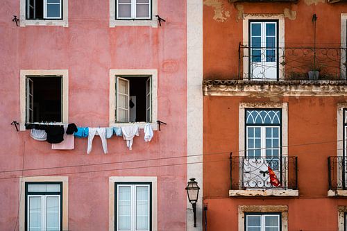 Laundry on the clothesline in Lisbon, Portugal
