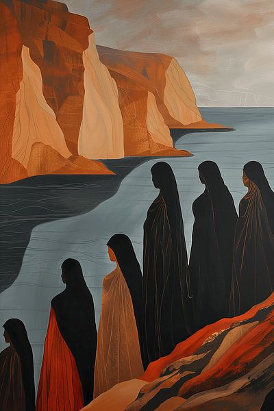 Frauen im Schleier am Rande der Klippen von Steinfox Art