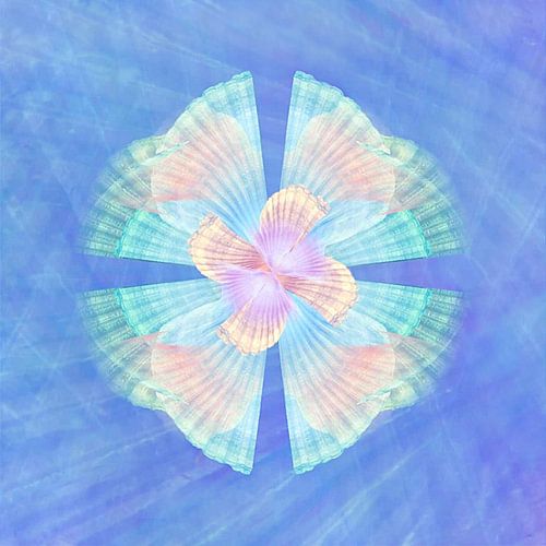Ornement &quot ; coquillage &quot ; en bleu, turquoise et rose