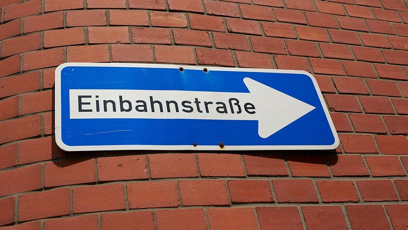 One-way street in Wismar in Germany by Heiko Kueverling