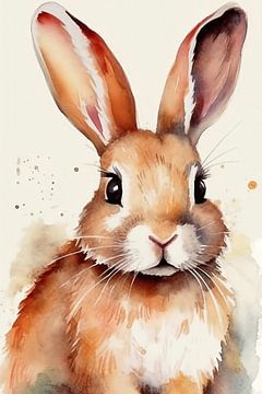 Watercolour of a rabbit by Christian Ovís