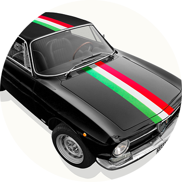 Alfa Romeo GT 1300 Junior met bandiera italiana van aRi F. Huber