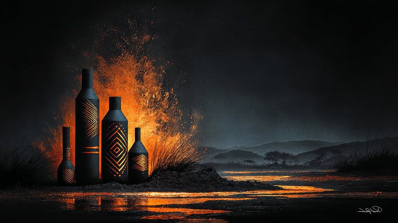 africain-noir-doré-orange par Gelissen Artworks