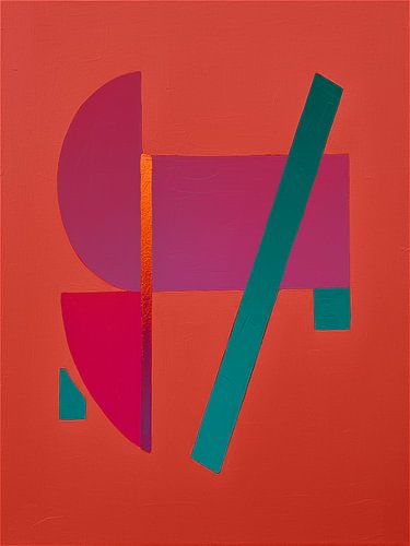 Minimalistisch en abstract kunstwerk in felle kleuren
