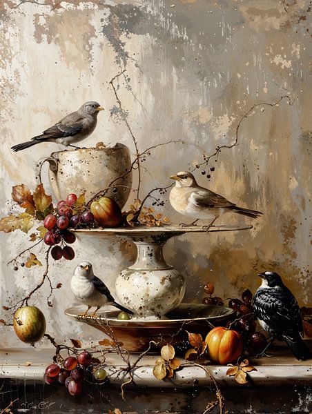 Still life with birds by Carla Van Iersel
