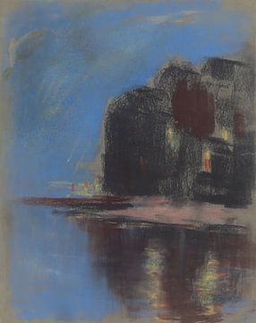 Blauw Meer onder Zwarte Rots (1931) van Zoltán Palugyay van Peter Balan