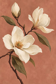 Magnolia on a warm clay background by Vorm en Gloed
