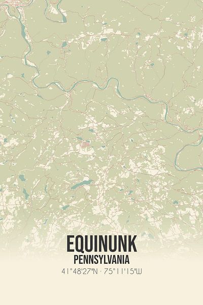 Carte ancienne d'Equinunk (Pennsylvanie), USA. par Affiches de lieux