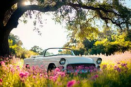 Classic sports car in the flower field by Poster Art Shop