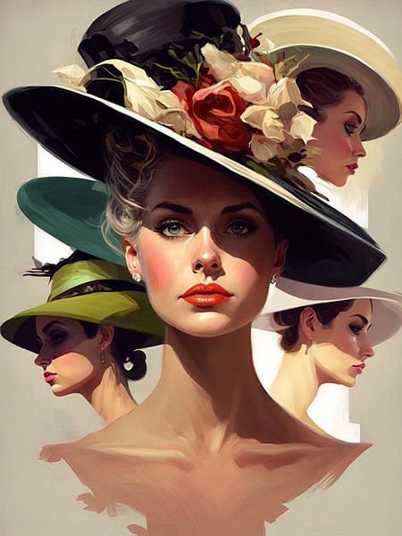 Elegante Frauen europäisch Hüte Portrait stilvoll Farben von gm_designs