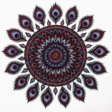 Œil cosmique – Mandala avec énergie de paon sur Sabine Wagner