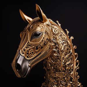 Goldenes Pferd Figur Porträt