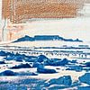 Tafelberg in Kaapstad in blauw gemengde techniek van Werner Lehmann