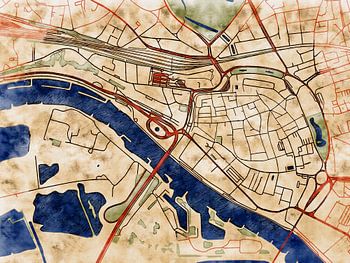 Map of Arnhem centrum with the style 'Serene Summer'