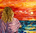 Zonsondergang in de Middellandse zee - mozaïek van Adriana Zoon thumbnail