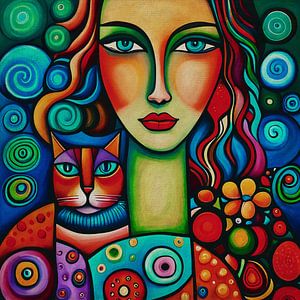 Mystic woman with a cat by Jan Keteleer