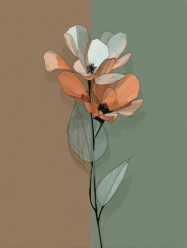 Stylised flowers in soft pastel colours - Modern botany