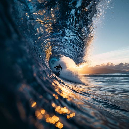 Surfer im Sonnenuntergang
