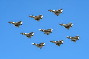 Formation von 9 Eurofighter Typhoons der Royal Air Force.