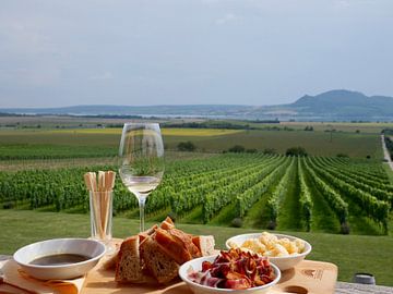 Views of the vineyards with sausage and cheese by Judith van Wijk