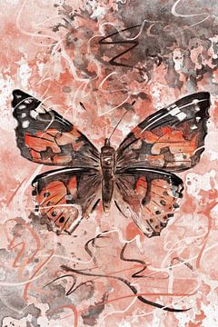 Distel Schmetterling Aquarellmalerei von Emiel de Lange