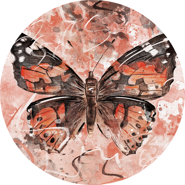 Distel vlinder aquarel schilderij van Emiel de Lange