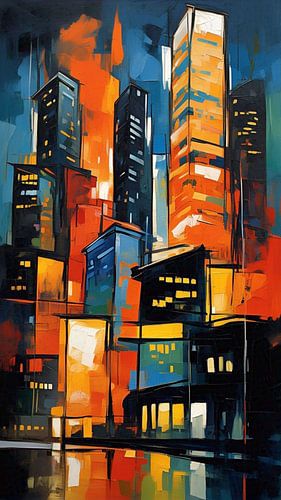 abstract gebouw schilderij