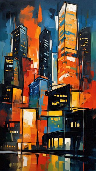 peinture abstraite d'un bâtiment par nayyara art