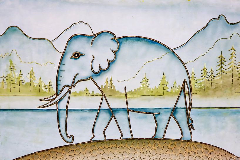 Minimalist elephant painting with nature by Imperial Art House