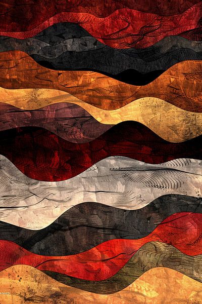 Dynamic abstract artwork with warm colours by Art & Soul Creations