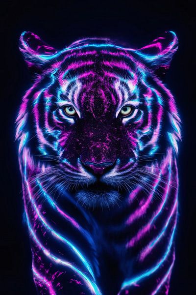 Futuristische tijger met bioluminescente kleuren van Art & Soul Creations