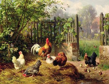Carl Jutz,Haan met kippen en kippen